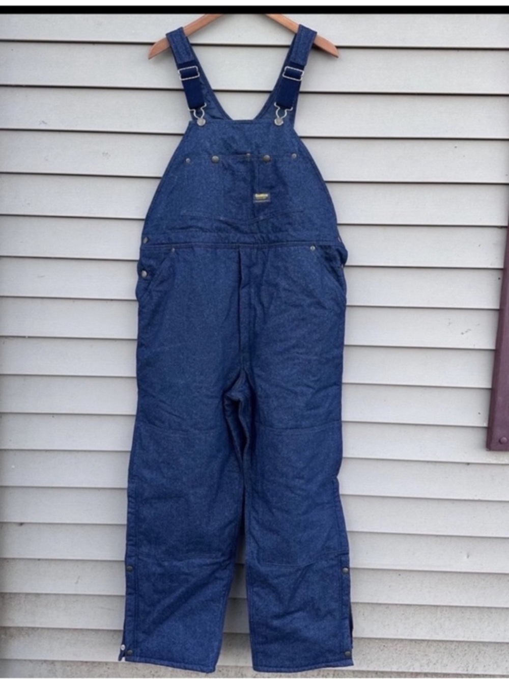 Vintage OshKosh insulated Bib Overalls mens Denim Double Knee 40x30